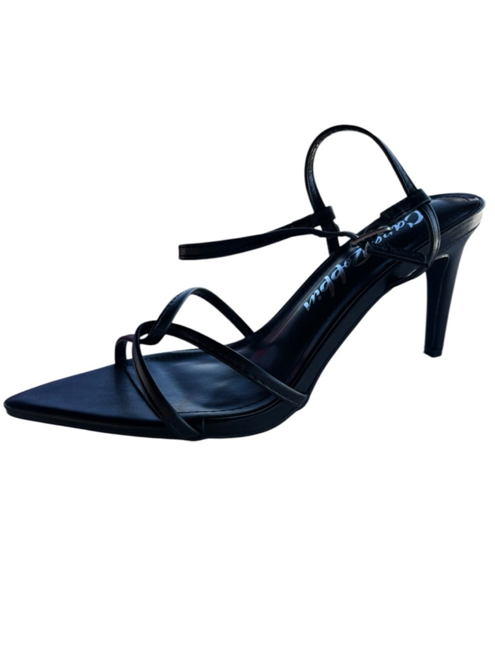 Cape Robbin Lorenza Black Strappy Heels Pointed Toe Stiletto Size 8.5 New